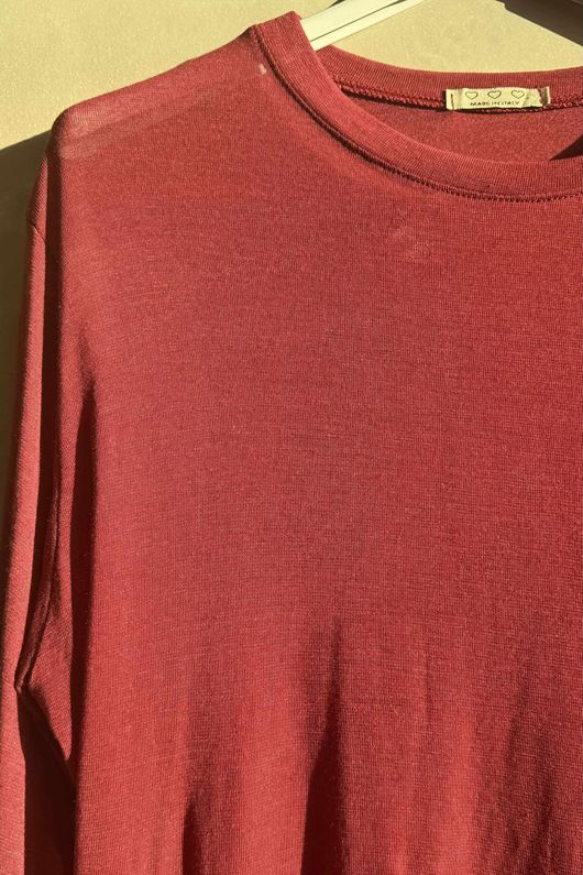 Essential Cashmere Blend Sheer Layering Top Burgundy